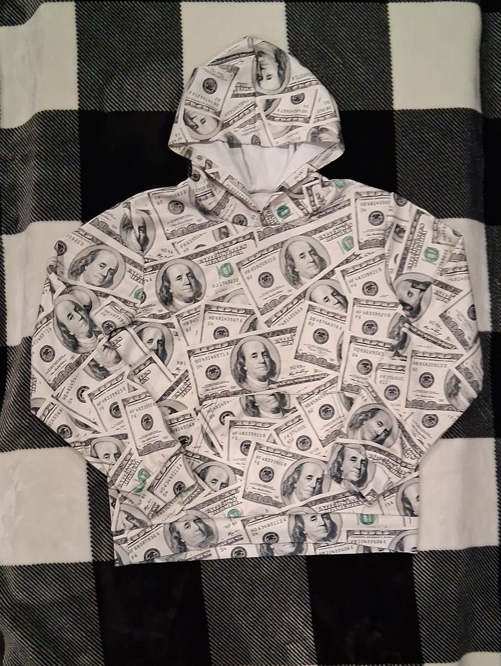 White Money Print Kids Hoodie
